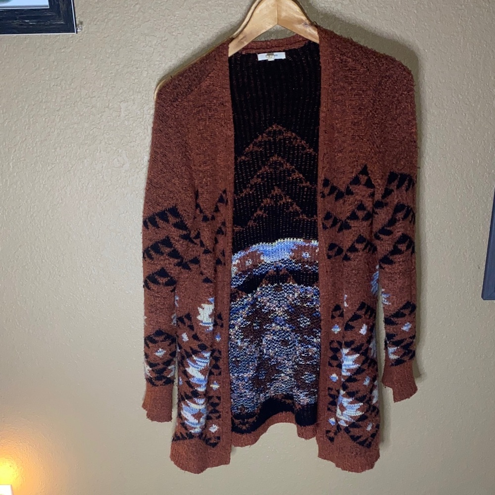 Maurices Brown and Black Patterned Cardigan